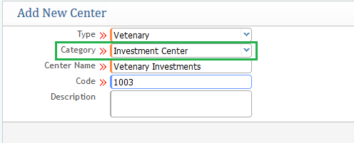 Adding a new center on the category of Investment